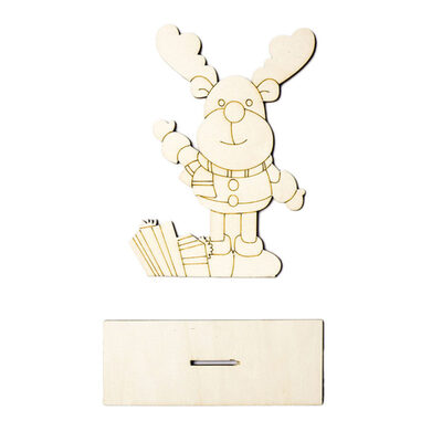 

Christmas Deer Tree Santa Blank Wooden Ornament Children Painting Kids DIY Decor