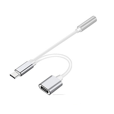 

2 in 1 USB Type C to 35mm Headphone Audio Aux Jack Charge Adapter Cable Converter for Xiaomi Mi 6 Motorola Moto Z