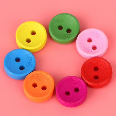 

Greensen 50pcs Cute Round Shape Wooden Buttons for DIY Crafting Sewing Decoration Accessories