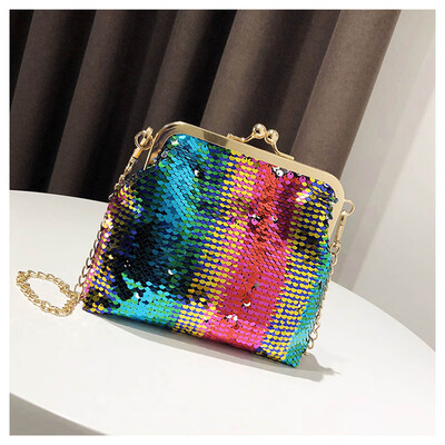 

Tailored Fashion Ladies Sequins Colorful Wild Clip Chain Shoulder Bag Messenger Bag