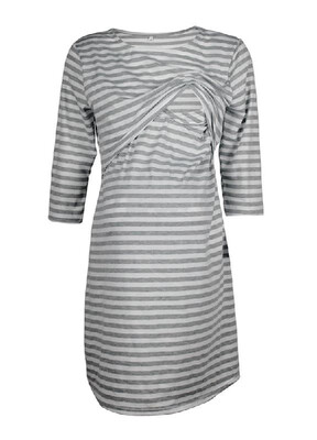 

Pure Cotton Striped Maternity Lactation Pajamas Dress