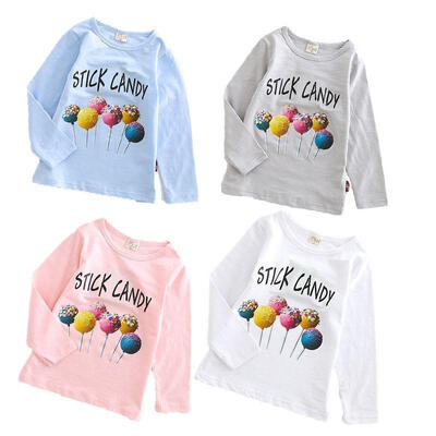 

100 Cotton Toddler Kid Baby Girls Casual Long Sleeve T-shirt Top Blouse Clothes