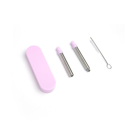 

Reusable Drinking Straw Stainless Steel Telescopic Portable Straws Pink