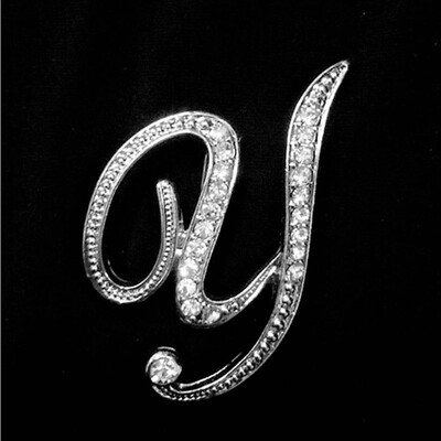 

Alphabet Style Rhinestone Crystal English Letters Bridal 1 pc Bouquet Brooch Pin