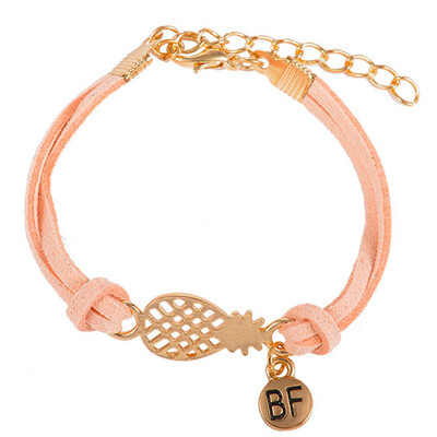 

Fashion Cute Hollow Pineapple Letter BF Double Layer Bracelet Korean Velvet Fruit Hand Jewellery Unisex Pair Bracelet Hot Gift