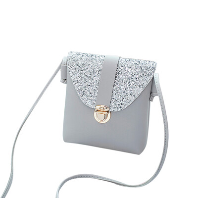 

Tailored Women Fashion Solid Color Lock Sequins Crossbody Bag Shoulder Bag Black
