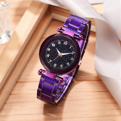 

RM Simple Fashion Cool Flat Bump Starry Sky Dial Ladies Steel Belt Quartz Watch