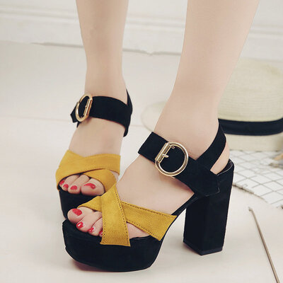 

Princess shoes high-heeled shoes high-heeled shoes womens water-proof platform white&2018 summer Korean tide