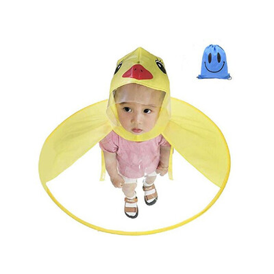 

Toponeto Cute Rain Coat UFO Children Umbrella Hat Magical Hands Free Raincoat