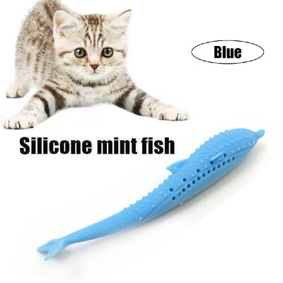 

Cat Catnip Toys Fish Shape Toothbrush with Catnip Silicone Molar Stick Teeth Cleaning Playing Chew Toy Pet Supplies