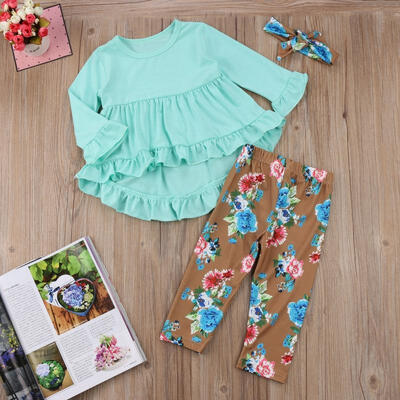 

2018 New Kids Baby Girls Floral Tops Blouse Pants Outfits Set Clothes