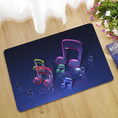 

Toponeto New Music Note Printing Flannel Bathroom Area Rugs Kitchen Carpet Door Mat