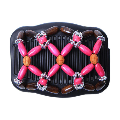 

〖Follure〗Women Magic Acrylic Vintage Hair Comb Double Clips Wooden Hair Slide