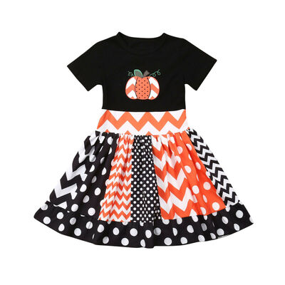 

Toddler Infant Kids Baby Girls Halloween Dress Polka Dot Princess Party Dresses