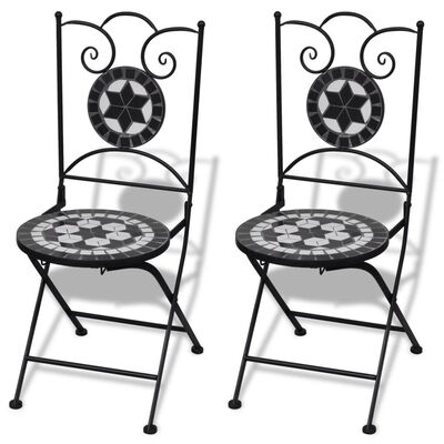 

Folding Bistro Chairs 2 pcs Ceramic Black&White