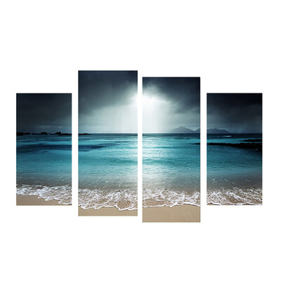 

4 Panels Azure Sea Sky Seascape Unframed Oil Paintings Wall Art Decor for Living Room