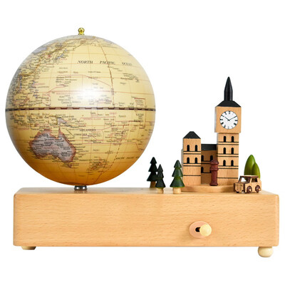 

Fun globe 5 inches 13cm antique touch light UK sentiment scene music bell globe
