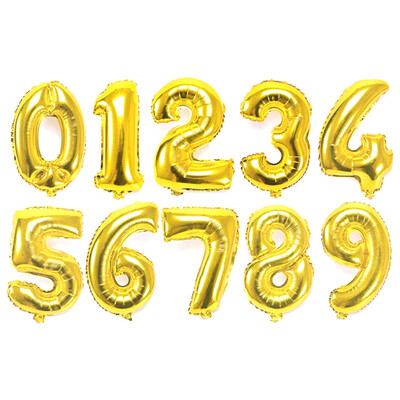 

32 inches Gold Silver Number Foil Balloons Digit air Ballons