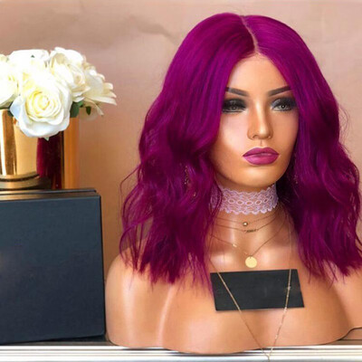 

〖Follure〗Womens Fashion Front lace Wig Purple Synthetic Hair Long Wigs Wave Curly Wig