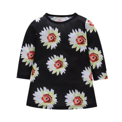 

Hot Parent-child Floral Dress Casual Family Matching Women Kids Long Dress Evening Beach Dress