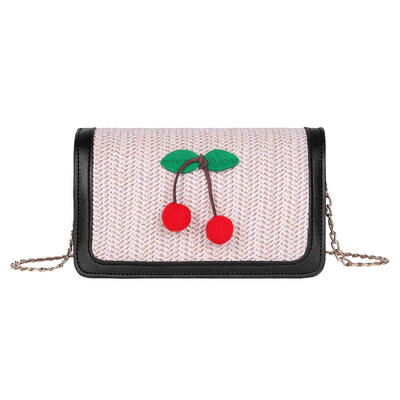 

Fruit Decor Shoulder Clutch Women Flap Crossbody Woven Leather Chain Bags