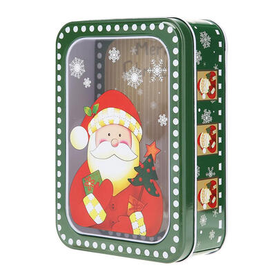 

Cute Rectangle Christmas Gift Package Tin Box Candy Cookies Biscuit Case