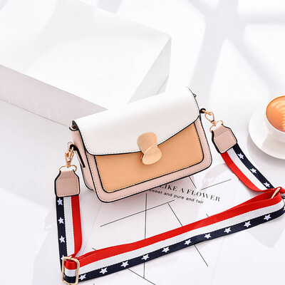 

New fashionable one-shoulder one-shoulder one-sided inclined bag wide shoulder strap tide envelope&small square bag for l