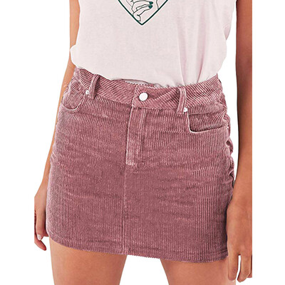 

Roseonmyhand Women Summer Sexy Slim Corduroy Short High Waist Bodycon Pencil Mini Skirt
