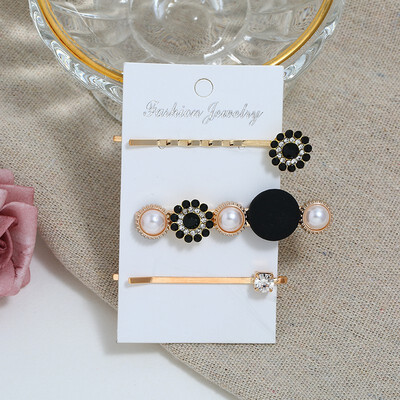 

Pearl Hair Clip Headwear Korean Pearl Flower Word Hair Side Clip Three piece Sweet Hair Hairband Barrette Headdress Accessories