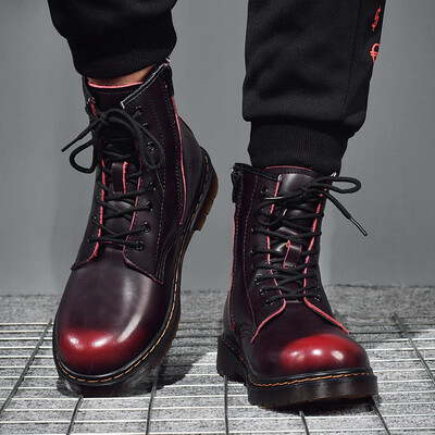 

Mens booties leather Martin boots mens England high mens shoes in the tube cowhide cotton boots mens boots