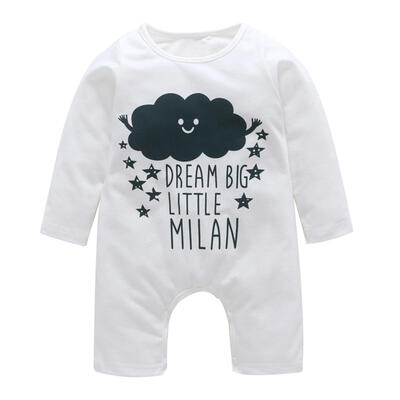 

Newborn Baby Infant Romper Cute Cloud Letters Print Jumpsuit Cotton Clothes