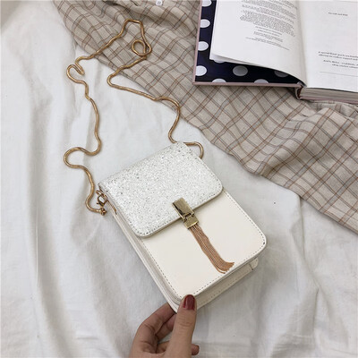 

Ins super fire sequins mobile phone bag female 2019 new Korean version of the wild single shoulder slung fashion small square bag