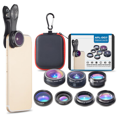 

APEXEL APL-DG7 7 in 1 Cell Phone Camera Lens Kit Universal Clip 036X Wide Angle Macro Fisheye Telephoto Lens