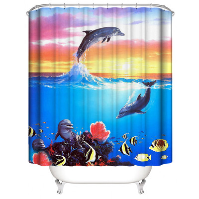 

Toponeto New Waterproof Shower Curtain with 12 Hooks 3D Printed Bathroom Polyester