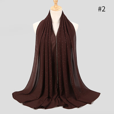 

New high quality pearl chiffon inlay bit towel spring&summer long section Muslim woman hijab scarf