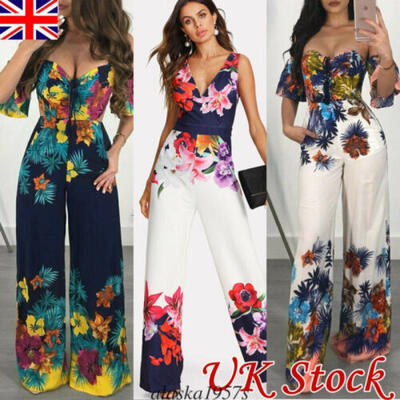

Women Ladies Clubwear Summer Playsuit Bodycon Party Jumpsuit Romper Trousers UK