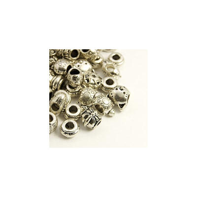 

Tibetan Style European Beads Mixed Shapes Antique Silver 914x8512x58mm Hole 34mm