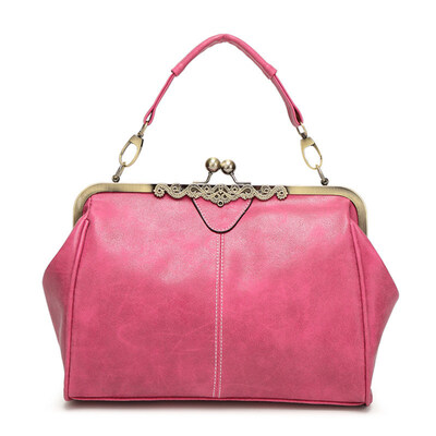 

Retro Matte Carved Kiss Lock Faux Leather Women Tote Handbag Crossbody Sling Bag