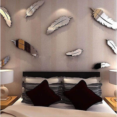 

New Removable Home Mirror Wall Stickers Decal Art Vinyl Room Decor DIY Feather