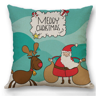 

2020 New 18&quot Christmas Linen Pillow Cover Santa Claus Pattern Square Pillow Case Cushion Car Home Decor 14 Pattern