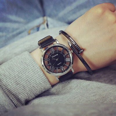

Explosion models hollow belt watch creative Roman scale retro couple watches