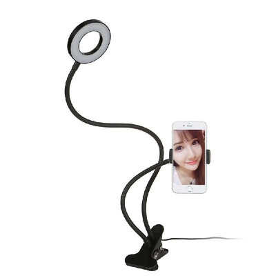 

Controllable Selfie Ring Light with Clamp Cell Phone Holder for Live Stream Video Chat Flexible Long Arms Lazy Bracket for Easy W