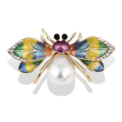 

Colorful Crystal Exaggerated Rhinestone Pearl Spider Brooch New Luxury Colorful Butterfly Pearl Brooches for Women Fashion