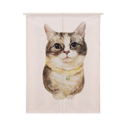 

Cartoon Animal Printed Cotton And Linen Japanese Style Doorway Curtain Hanging Tapestry For Home Decoration