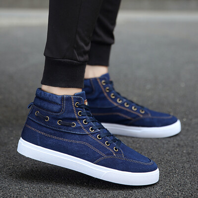 

Denim canvas shoes male Korean version of the wild breathable casual shoes students high-top shoes tide mens shoes 2019 summer