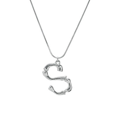 

Silvery Initial Letters Necklace Women Color Chain 2018 Fashion Long Necklaces Big Pendant Statement Necklace Collier Femme