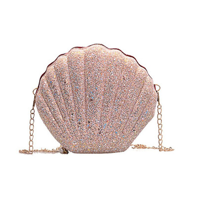 

Shell Shape Women Glitter Shoulder Bag Shiny Bag Creative Lady Girl Chain Cross body Bag Party Shoulder Bag