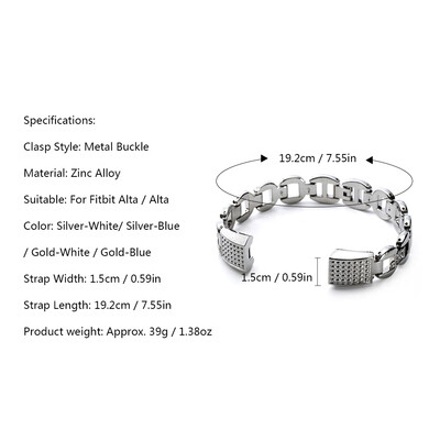 

High Quality Watch Band Zinc Alloy Women Watch Band Fashion Simple Style Wrist Strap For Fitbit Alta Smart Watch