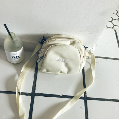 

NovelTeez 2018 Korean version of the tide new portable casual fashion single shoulder diagonal canvas wild simple embroidery handb