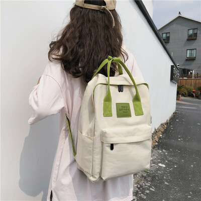 

Ins bag female Korean high school students Joker small fresh Mori antique canvas backpack
